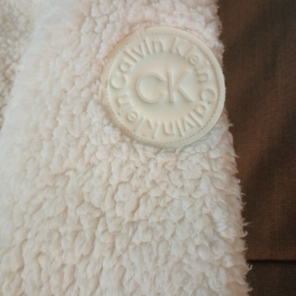 Calvin Klein Cream Teddy Fleece Jacket M - Picture 5 of 11